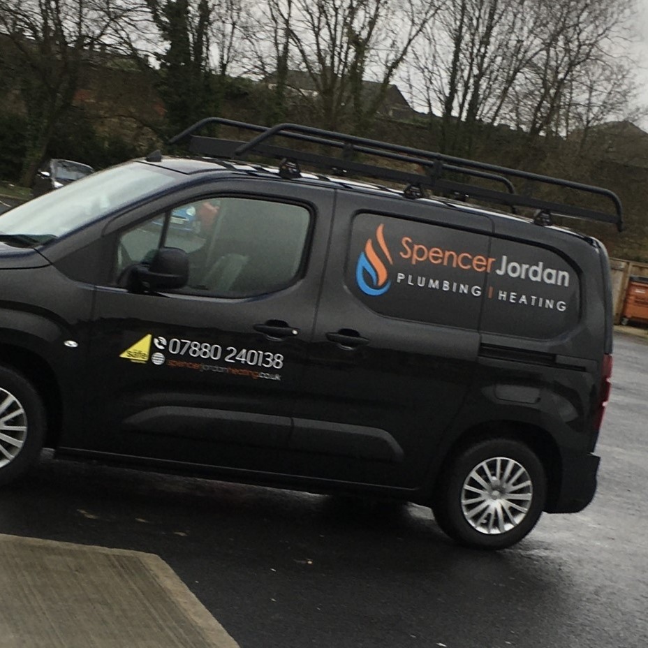 Spencer Jordan Plumbing & Heating branded work van in Colne, Lancashire